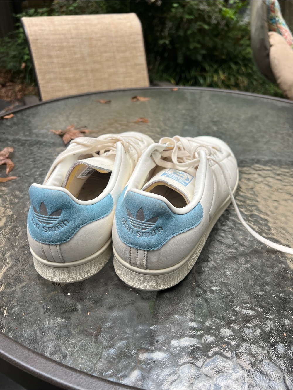 adidas Kids White Sneakers with Light Blue Heel Tab
